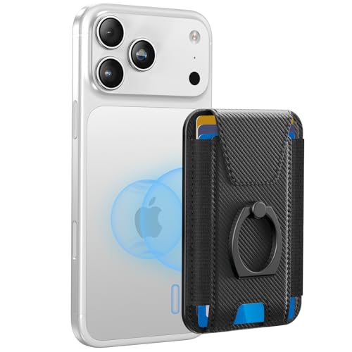 for Magsafe Wallet with Grip, 6-Card Holder; Stronger Magnetic Phone Wallet - color: Carbon Fiber