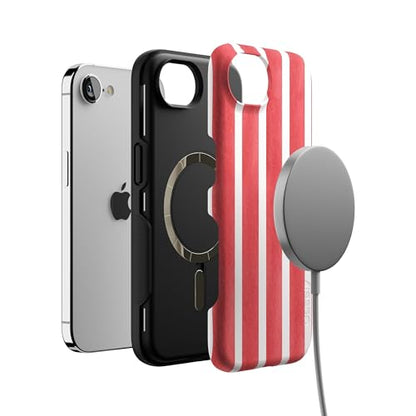 Casely iPhone 16e Case | East Coast Summer | Red Stripes | Bold Protective Design | Compatible with MagSafe - color: East Coast Summer | Red Stripes