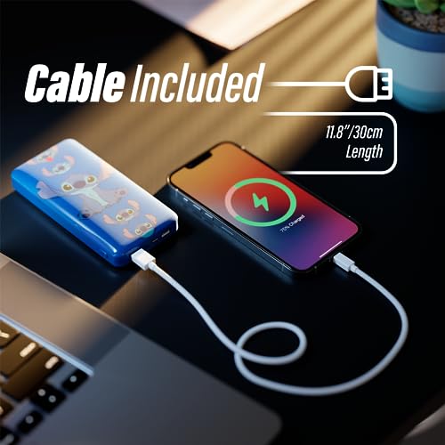 Disney Lilo and Stitch 10,000Mah Power Bank- Universally Compatible Portable Phone Charger Battery Pack w/USB Charging Port- Stitch Gifts for Women, Men, Teens and All Fans of Stitch Stuff - color: Classic Stitch