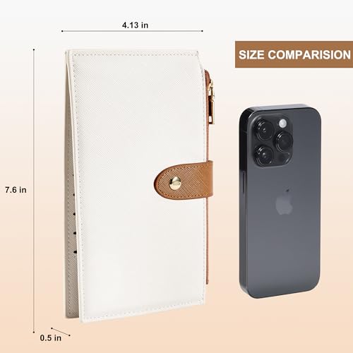 Travelambo RFID Wallet Women Bifold Multi Card Wallet Case with Zipper Pocke Credit Card Holder for Women - color: Beige & Deep Brown