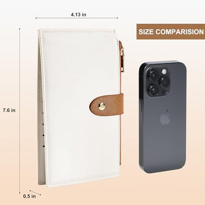 Travelambo RFID Wallet Women Bifold Multi Card Wallet Case with Zipper Pocke Credit Card Holder for Women - color: Beige & Deep Brown