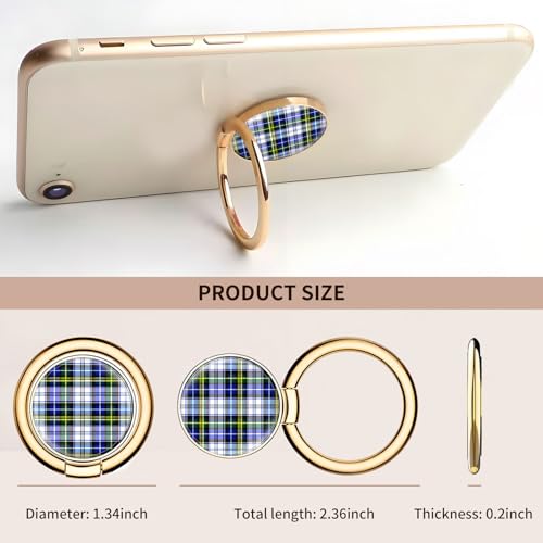 Cell Phone Ring Holder, Cute Metal Phone Grip Stand Finger Ring Kickstand, Flexible 360°Rotation Phone Tablet Case Accessories Compatible with Most Phones White Blue Plaid - color: White Blue Plaid