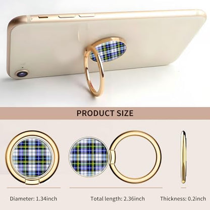 Cell Phone Ring Holder, Cute Metal Phone Grip Stand Finger Ring Kickstand, Flexible 360°Rotation Phone Tablet Case Accessories Compatible with Most Phones White Blue Plaid - color: White Blue Plaid