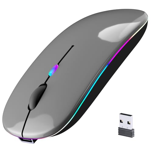 Afaartcci Rechargeable Wireless Mouse, Silent Bluetooth Mouse (Grey) - color: Grey