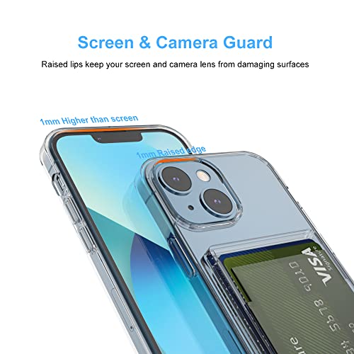 【Upgrade】 for iPhone 13 Clear Wallet Case, Anti-Yellowing Slim Fit Thin TPU Bumper + PC Back Case with 2 Cards Holder - color: Clear, size: iPhone 13