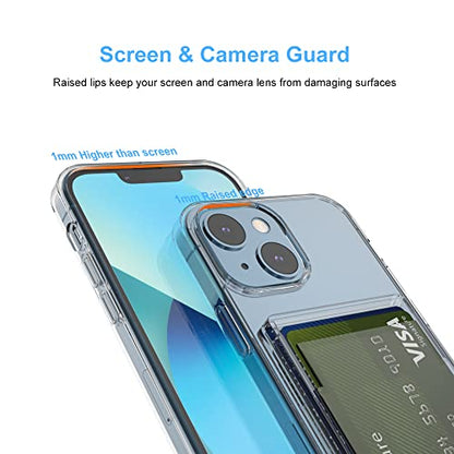【Upgrade】 for iPhone 13 Clear Wallet Case, Anti-Yellowing Slim Fit Thin TPU Bumper + PC Back Case with 2 Cards Holder - color: Clear, size: iPhone 13