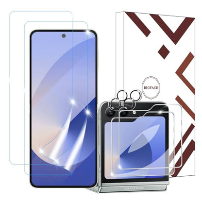 BIGFACE [6 in 1 for Samsung galaxy Z Flip 6 Screen Protector,2 pack galaxy Flip 6 EPU Film Screen Protector + 2 Pack Tempered Glass Back Screen Protector + 2 Pack Camera Lens Protectors - size: Galaxy Z Flip 6(6.7")