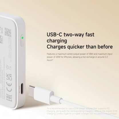 XIAOMI Magnetic Power Bank 5000mAh, 12mm Slim Portable Wired & Wireless Charger with 18W PD Fast Charging, Durable Mag-Safe Battery Pack for iPhone, Sumsung and Other Smart Phones - style: 5000mah Slim & Magnetic & Wireless