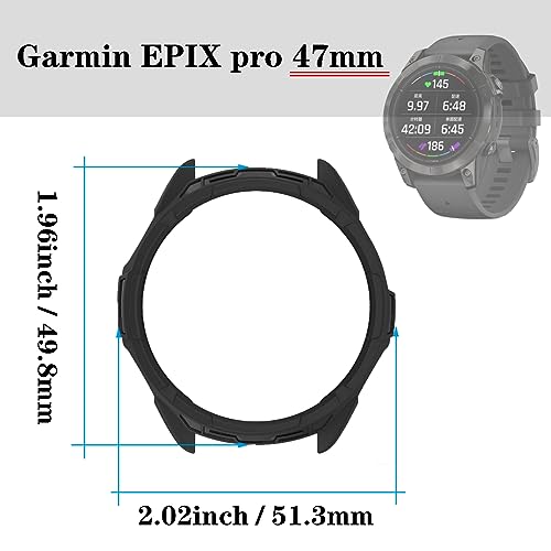 Screen Protector for Garmin Epix pro 47MM/Fenix 7 Solar and Protective Case | HUADU,9H Tempered Glass Film,Anti-Scratch,High Definition,Full Coverage, Soft TPU Cover - size: Garmin EPIX pro 47MM
