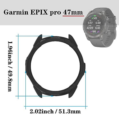 Screen Protector for Garmin Epix pro 47MM/Fenix 7 Solar and Protective Case | HUADU,9H Tempered Glass Film,Anti-Scratch,High Definition,Full Coverage, Soft TPU Cover - size: Garmin EPIX pro 47MM