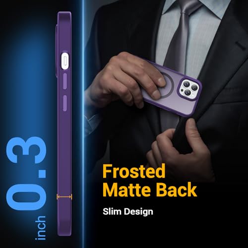 for iPhone 13 Pro Max Case, Compatible with Magsafe, Anti-Yellowing, Military-Grade Protection, Shockproof Slim Magnetic Phone Case Cover, Dark Purple - color: Dark Purple, size: iPhone 13 Pro Max