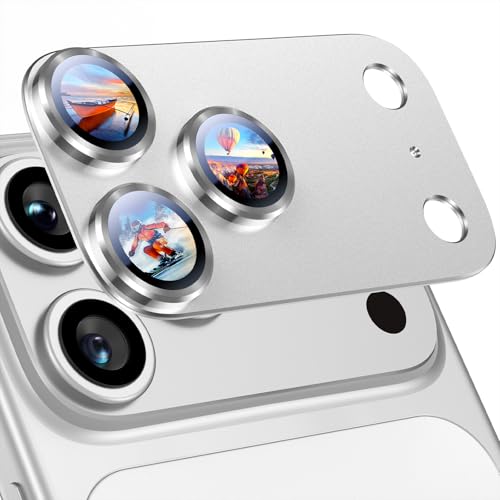 Uyiton for iPhone 17 Pro Max Camera Lens Protector, Metal Frame Glass Cover - color: Silver, size: 17 Pro Max