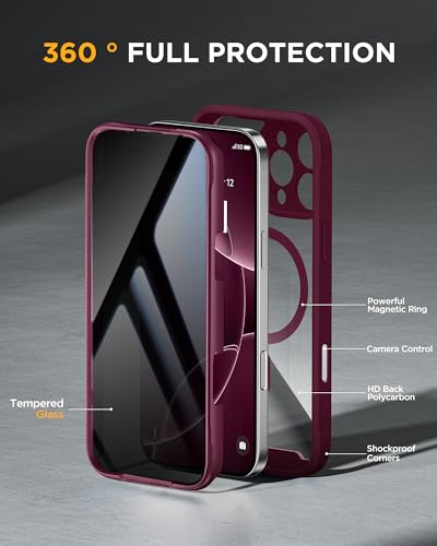 miracase Privacy for iPhone 16 Pro Max Case, 25° Anti-Spy, Plum - color: Plum, size: iPhone 16 Pro Max
