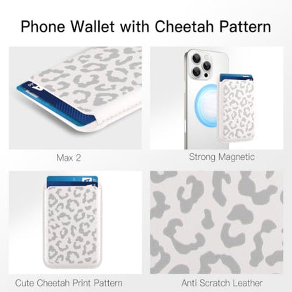 Compatible with MagSafe Wallet, Cute Cheetah Print Pattern, White - color: White Cheetah Print