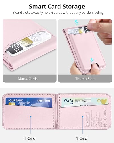 ExtreLife for Magsafe Wallet, Works with Apple Find My, 6 Cards Holder - color: Baby Pink