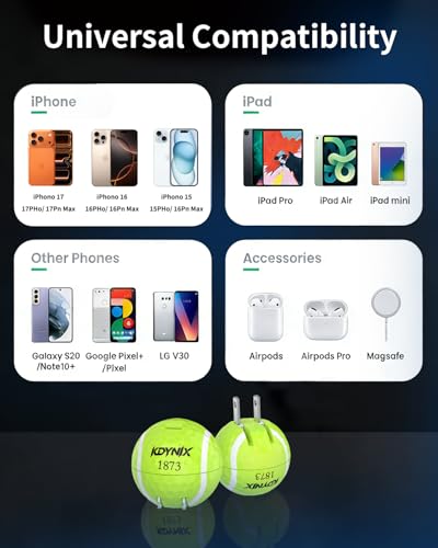 USB C Charger Block, Dual Port 20W Fast Charging Wall Charger Creative Ball Power Adapter for iPhone 17/17 Air/17 Pro/17 Pro Max/16/16 Pro/16 Pro Max/16 Plus/15/14/13/12, Galaxy, iPad, Airpods, More - color: Tennis