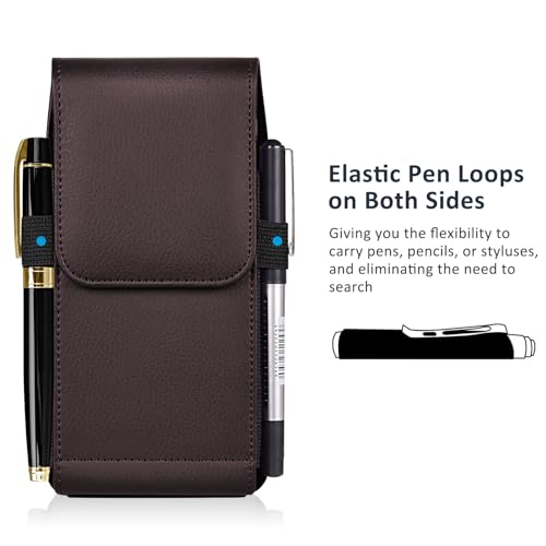 ACCKUO Leather Phone Holster with Strong Metal Belt Clip and Magnetic Closure Compatible with iPhone 16/15/14/13/12 Pro Max, Galaxy S25/S24/S23/S22 Plus & FE, L-Coffee - color: Coffee, size: Large