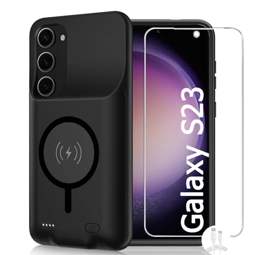 Battery Case for Galaxy S23, 10000mAh High Capacity Portable Rechargeable Protective Case Supported Qi Wireless Charging Compatible with Galaxy S23 (6.1 inch) Extended Battery Charger Cover -Black - size: Galaxy S23