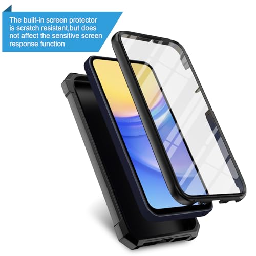 for Cricket Debut S3 Phone Case (U572AC)/AT&T Vista 2 (U572AA) w/[Built-in Screen Protector] Dual Layer Shockproof [Military-Grade][Full-Body] Protective Cover for Women Man Blue Black Star Galaxy - color: BLD IN GALAXY STAR