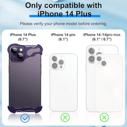 Frameless Phone Case Crafted for iPhone 14 Plus Purple - color: Aluminum Purple, size: iPhone 14 Plus