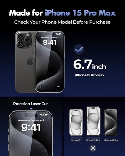 UNBREAKcable 3-Pack Screen Protector for iPhone 15 Pro Max,Tempered Glass | One Pull Perfection,Auto Dust Elimination,99.99% HD Clear,Bubble Free,Full Coverage for Apple 6.7 Inch - size: iPhone 15 Pro Max