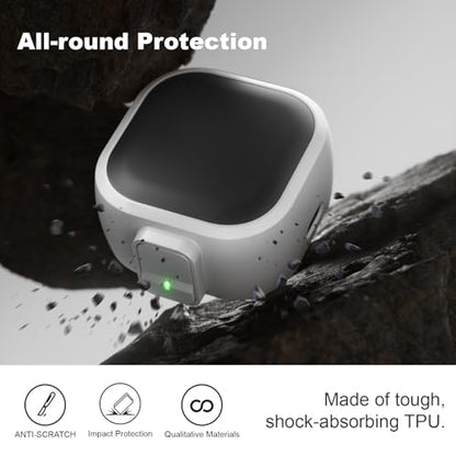 for Samsung Galaxy Buds 4 Pro/Buds 4 Case (2026) with Secure Safety Lock Clip,Shockproof Scratch-Resistant Hybrid PC+TPU Soft Shell Protective Cover Accessories with Carabiner&Cleaning Pen(White) - color: White Edge-Black
