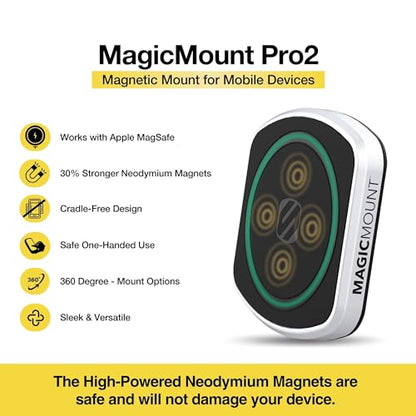 Scosche MP2WD-XTSP MagicMount Pro2 Magnetic Car Phone Holder - Ultimate Magnetic Car Mount for Windshield or Dashboard with Suction Cup - Compatible with MagSafe, iPhones, Galaxy, Pixel & Smartphones