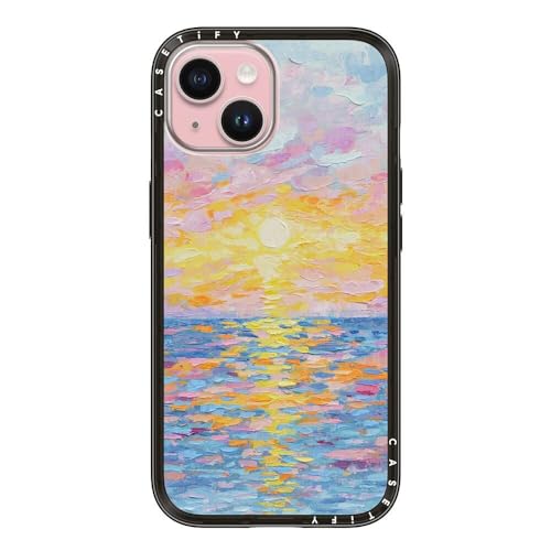 CASETiFY for iPhone 15 Case - Compact Compatible with MagSafe | Slim and Sleek | 4ft. 2x Military Grade Drop Protection | Frosted Sunset | Black - color: 10. Frosted Sunset, size: Iphone 15 (Magsafe)