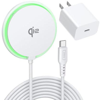 INIU Magnetic Wireless Charger, Qi2 15W Fast Charging Pad Charger, White - color: White