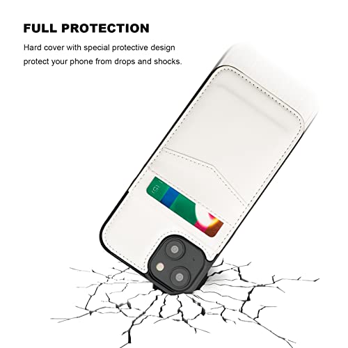 KIHUWEY for iPhone 14 Wallet Case Card Holder Kickstand, White - color: White