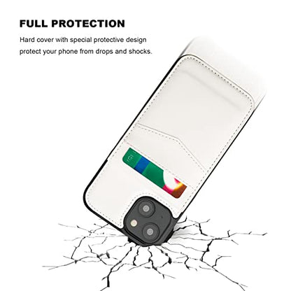 KIHUWEY for iPhone 14 Wallet Case Card Holder Kickstand, White - color: White