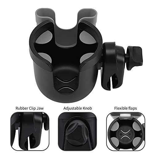Accmor Wheelchair Cup Holder with Phone Holder, ﻿Universal 360° Rotatable Walker Cup Holder Rollator Scooter Accessory - color: Grey
