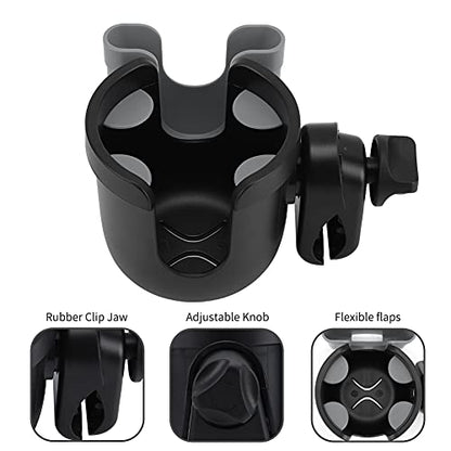 Accmor Wheelchair Cup Holder with Phone Holder, ﻿Universal 360° Rotatable Walker Cup Holder Rollator Scooter Accessory - color: Grey