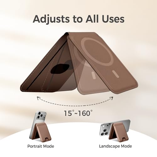 for MagSafe Wallet，Leather Magnetic Wallet for Phone with Adjustable Stand，5 Magnetic Credit Card Holder RFID Blocking for iPhone 17 16 15 14 13 12 Pro Max Air Series Cases (Slim-Coffee) - color: Slim-Coffee