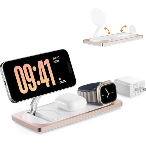 PETINO 3 in 1 Wireless Charging Station for Apple Devices with MagSafe - color: Golden