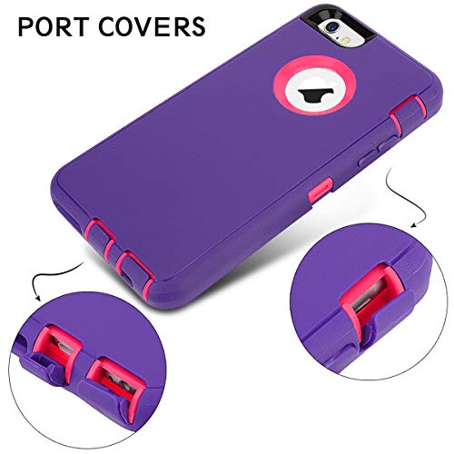 MAXCURY Heavy Duty Shockproof Series Case for iPhone 6 iPhone 6S Case (4.7")-V2 with Built-in Screen Protector Compatible with All US Carriers - Purple/Peach - color: Purple/Peach
