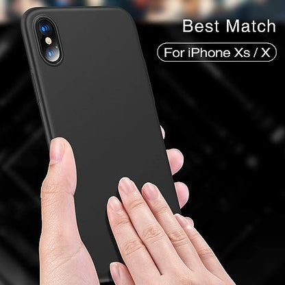 LRK Ultra Thin Black Case Compatible with iPhone Xs/iPhone X/iPhone 10, 5.8 inch : Slim, Soft and Flexible (NOT Hard) [Matte Finish] Protective Black Phone Cover for iPhone X/Xs - Matte Black - size: iPhone Xs/iPhone X