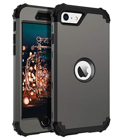 BENTOBEN for iPhone SE 2022 Case and Phone Case iPhone SE 2020, Heavy Duty 3 in 1 Full Body Rugged Shockproof Hybrid Hard PC Soft Rubber Bumper Drop Protective Girl Women Boy Men iPhone Cover,Gunmetal - color: Black/Gunmetal