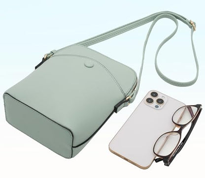 Small Crossbody Bag with Gold Hardware, Mini Shoulder Purse with Adjustable Strap - color: Mint