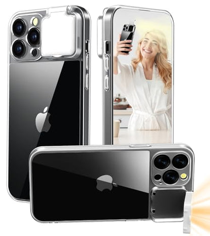 Selfie Light for iPhone 16 Pro Max Case with LED Built-in Light-Up Fill Light Rechargeable for TIK Tok/Stream/Makeup/Live/Video- Selfie (2 Models, 3 Level Brightness) Crystal Clear - size: for iPhone 16 Pro Max