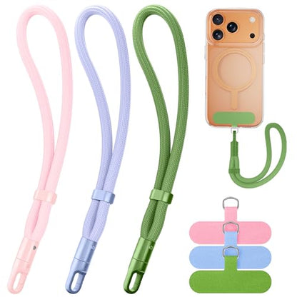 SHANSHUI Hand Wrist Strap Lanyard, 3 Pack Adjustable Cell Phone Lanyard Strap, Hand Wrist Strap Lanyard with 3x Tether Tabs for Smartphones- Light Pink Light Blue Green - color: Light Pink Light Blue Green