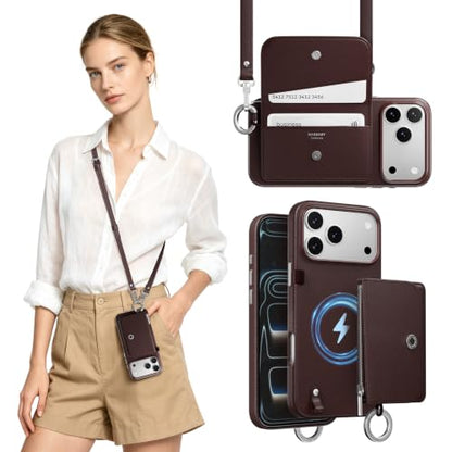 MAGEASY Pouch Compatible with MagSafe, Crossbody Wallet Case for iPhone 18 Pro Max & 17 Pro Max - Removable Wallet with Strap, 16ft Drop Protection, Card Holder Coin Pocket Magnetic Purse (Burgundy) - color: Burgundy, size: iPhone 17/18 Pro Max