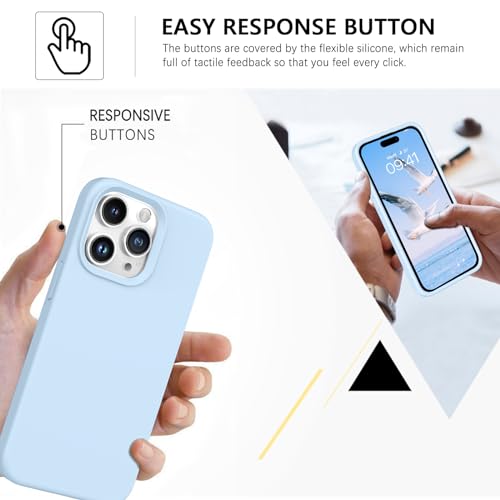 GUAGUA Compatible with iPhone 15 Pro Max Case 6.7 Inch Liquid Silicone Soft Gel Rubber Slim Microfiber Lining Cushion Texture Cover Shockproof Protective Case for iPhone 15 Pro Max, Light Blue - color: Light Blue, size: iPhone 15 Pro Max