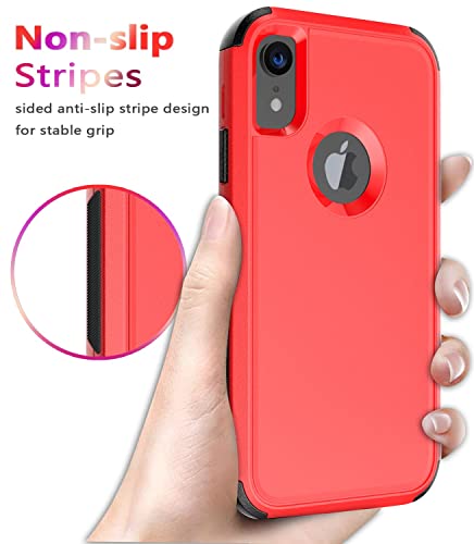 Diverbox for iPhone Xr Case [Shockproof] [Dropproof] [Dust-Proof],Heavy Duty Protection Phone Case Cover for Apple iPhone XR - color: Red-3in1