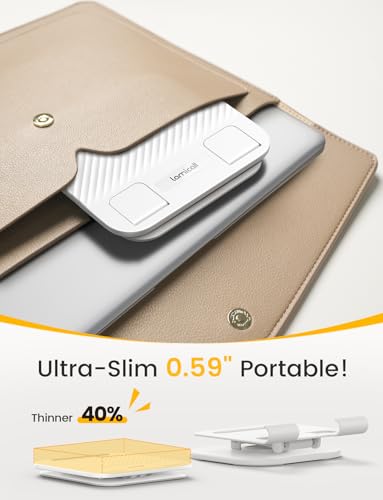 Lamicall Adjustable iPad Stand for Desk, Ultra-Slim Foldable, 360° Rotation - color: White