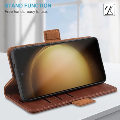 KEZiHOME Genuine Leather Wallet Case for Samsung Galaxy S25 Ultra Brown | Brown, RFID Blocking, S25 Ultra Wallet Case, Card Slot, Flip, Magnetic Stand Phone Cover Compatible with S25 Ultra - color: Brown, size: Galaxy S25 Ultra Case