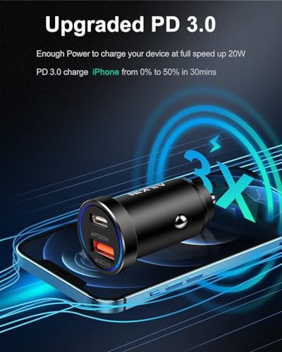 2Pack 12v USB Charger USBC Car Charger Adapter, Mini Car Phone Adapter USBC - color: Black