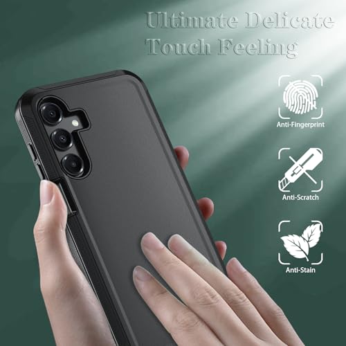 Qinmay Phone Case for Samsung Galaxy A17 5G Case, Galaxy A16 5G Case with HD Screen Protector, Heavy Duty Shockproof 3-Layer Cover Phone Case for Galaxy A17 / A16 ，Black - color: Black