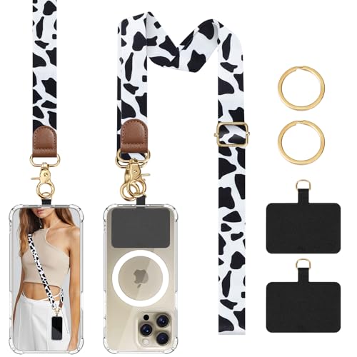 TiMOVO Phone Lanyard Crossbody Wrist Strap, Adjustable Anti-Theft Phone Strap for All Phone Case, lanyard for Women and Men - color: Black&white