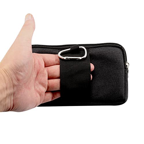 Horizontal Cell Phone Waist Bag Men Black, Waterproof Cell Phone Holder, 5.2"Multifunction Smartphone Belt Clip Holster Nylon Small Outdoor Sport Case Slot Travel Wallet Belt Bag Purse Handbag - color: Black